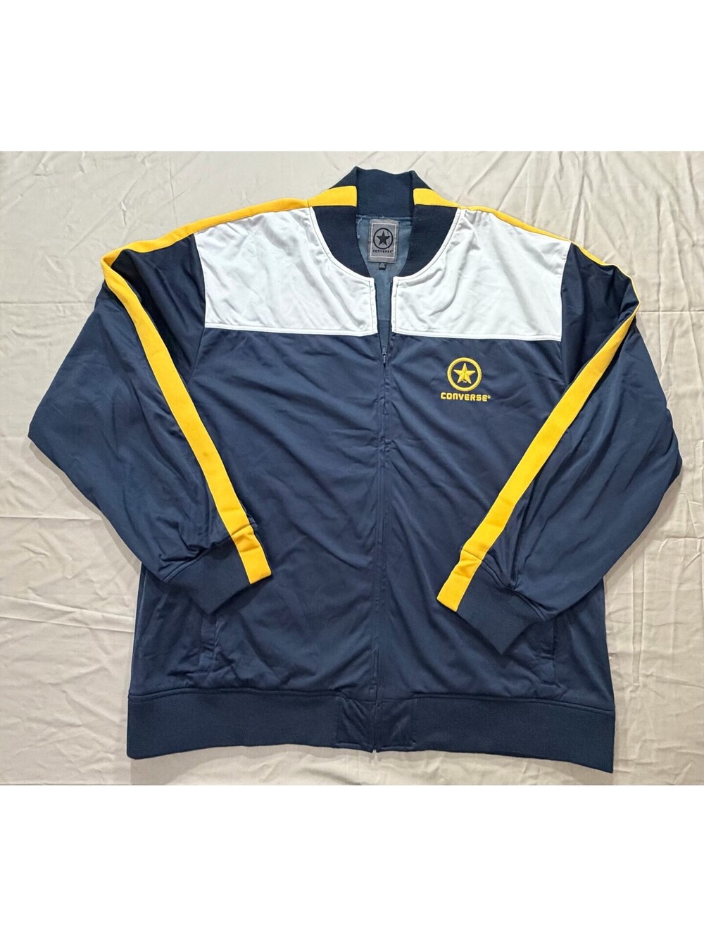 Converse Mens 2XL Track Jacket Navy White Gold Full Zip Embroidered XXL